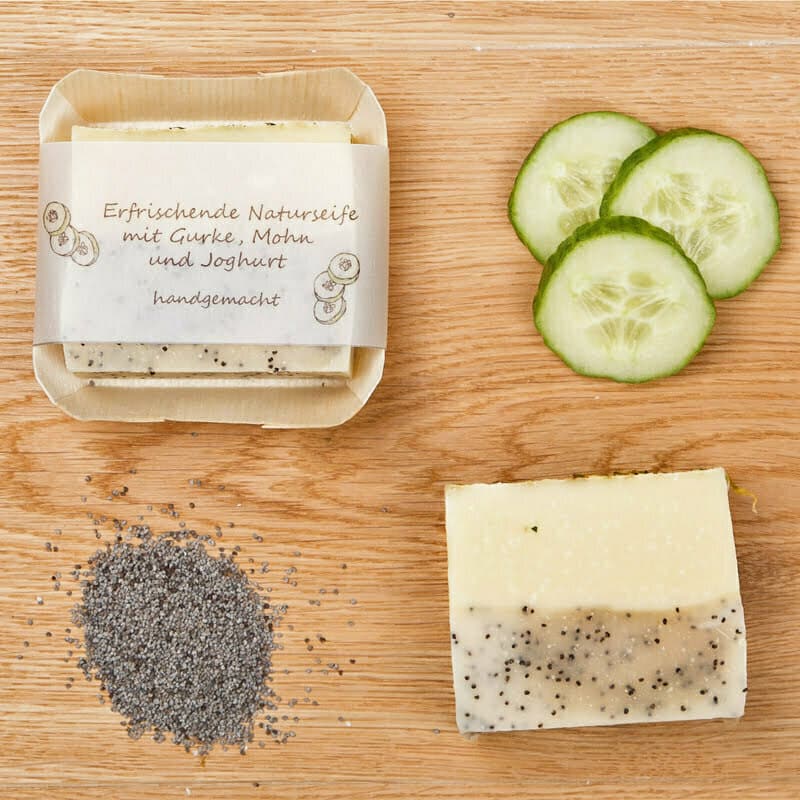 Naturseife mit Gurke und Mohn